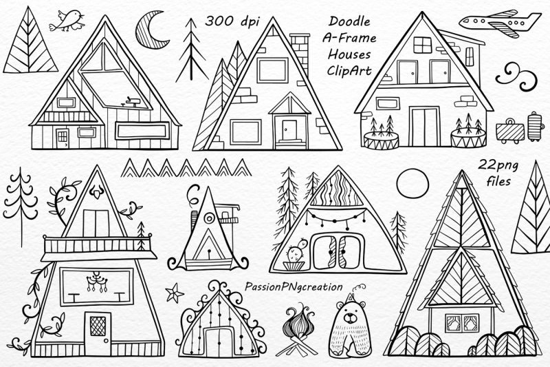 doodle-a-frame-houses-clipart
