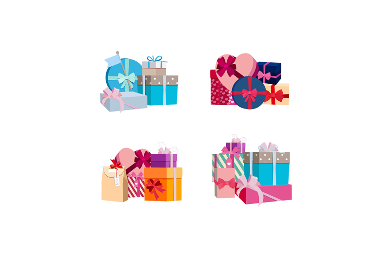 vector-piles-of-gift-boxes-and-packages-set