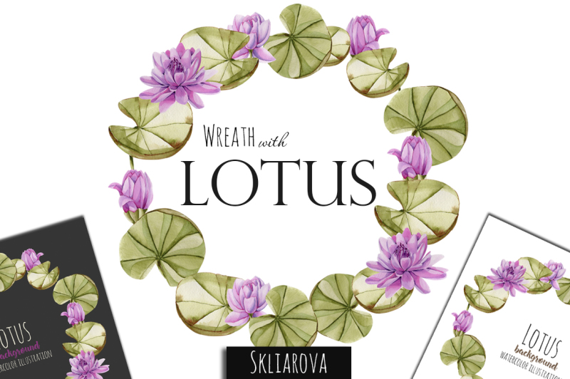 watercolor-lotus-wreath
