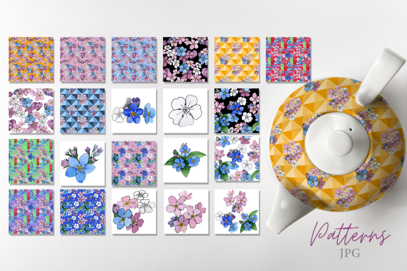 forget-me-nots-flowers-png-watercolor-set