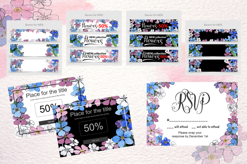 forget-me-nots-flowers-png-watercolor-set