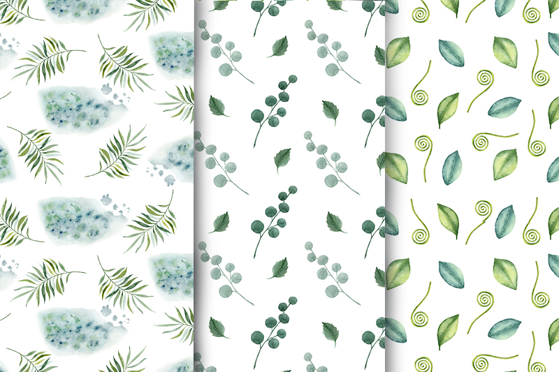 green-leaves-digital-paper-greenery-leafy-seamless-patterns
