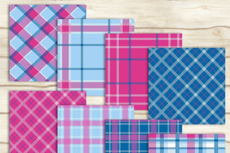 24-pink-and-blue-plaid-digital-papers-tartan-gingham