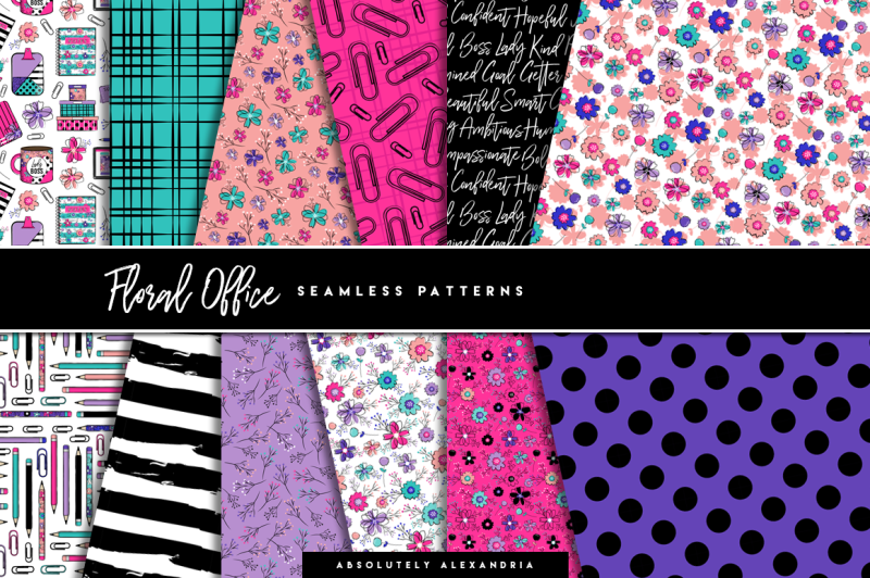 floral-office-clipart-illustrations-and-seamless-paper-patterns-bundle