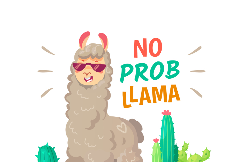 cool-alpaca-lettering-quote-with-no-prob-llama-funny-wildlife-animal