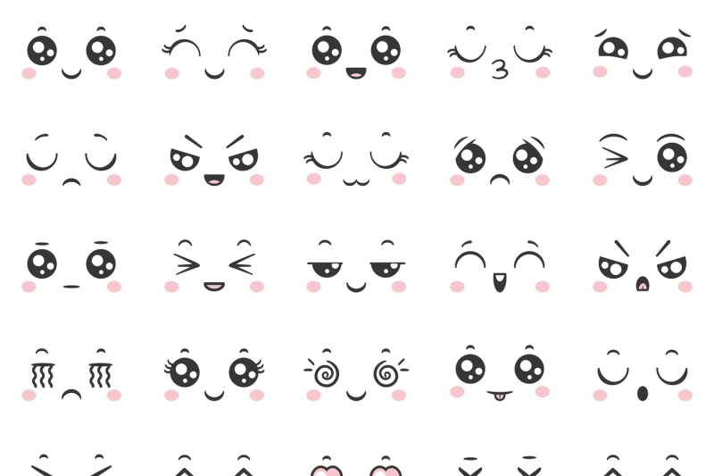 cute-doodle-emoticons-with-facial-expressions-japanese-anime-style-em