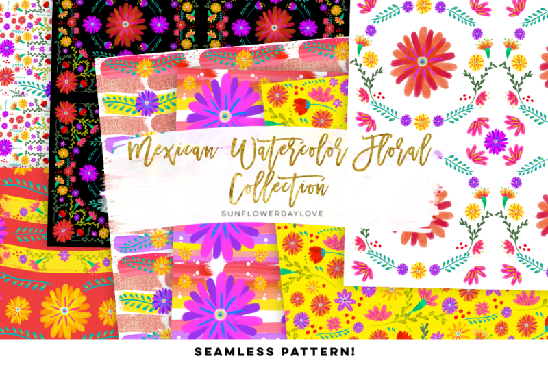 mexican-watercolor-floral-digital-pattern