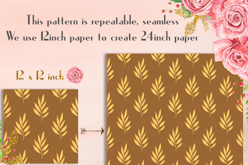12-seamless-fall-floral-digital-papers-in-olive-and-brown