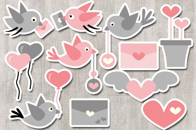 love-birds-love-letter-pink-gray-clipart-graphics