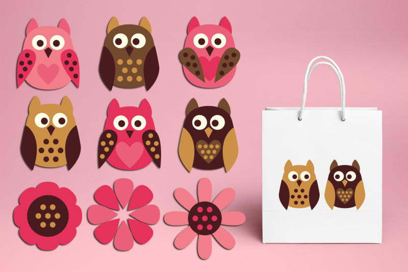 cute-simple-owls-pink-brown-clipart-graphics