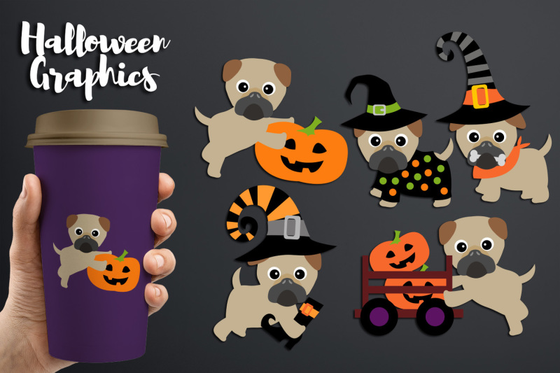 cute-halloween-pugs-clipart-pet-dog-graphics