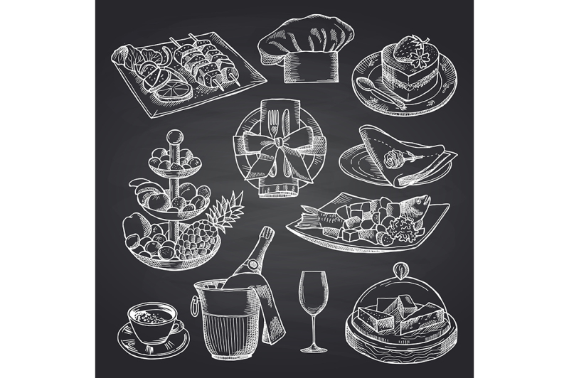 vector-hand-drawn-restaurant-or-room-service-elements