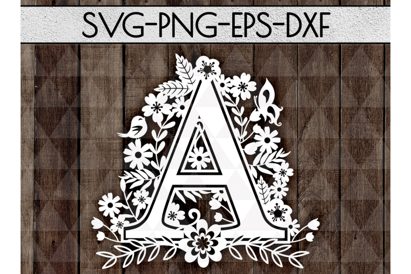 letter-a-svg-cutting-file-flowers-papercut-dxf-eps-png