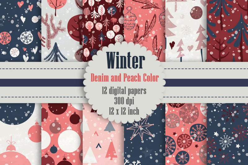 12-winter-pattern-digital-papers-in-denim-and-peach-color