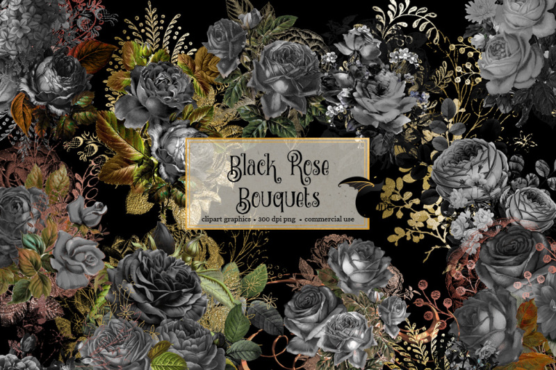 black-rose-bouquets-clipart