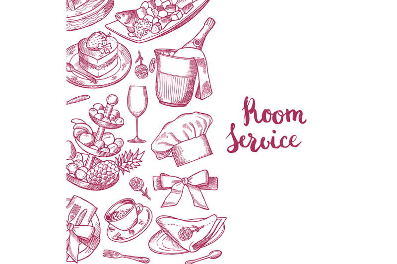 vector-hand-drawn-restaurant-or-room-service-elements-background