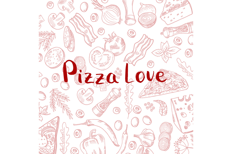vector-hand-drawn-cooking-pizza-elements-background