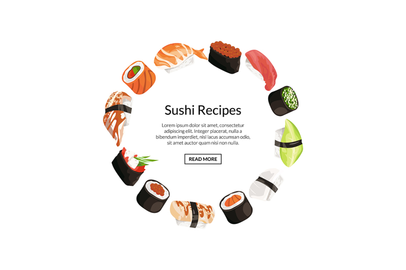 vector-cartoon-sushi-elements-circle-concept