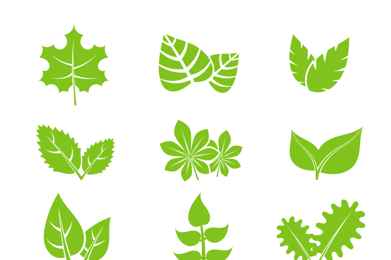 green-leaves-vector-icons-set