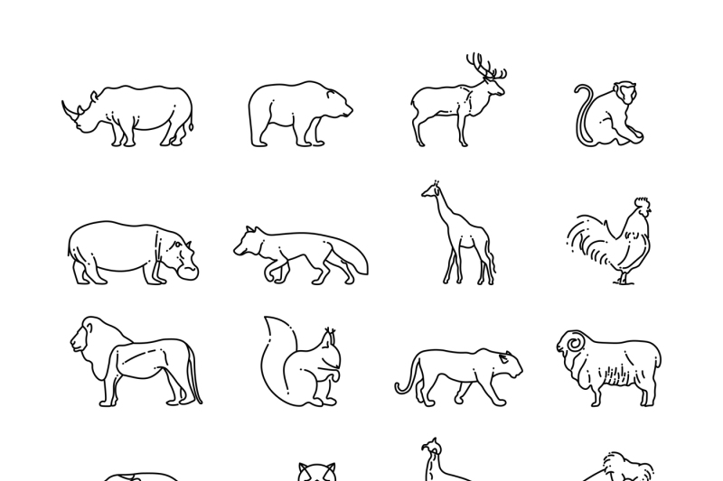 animals-thin-line-vector-icons