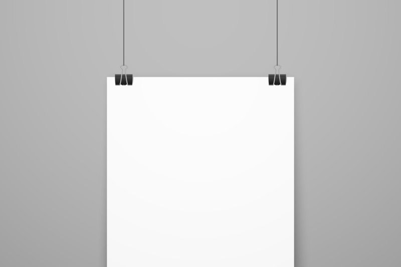 realistic-blank-white-paper-poster-hanging-on-wall-vector-mockup