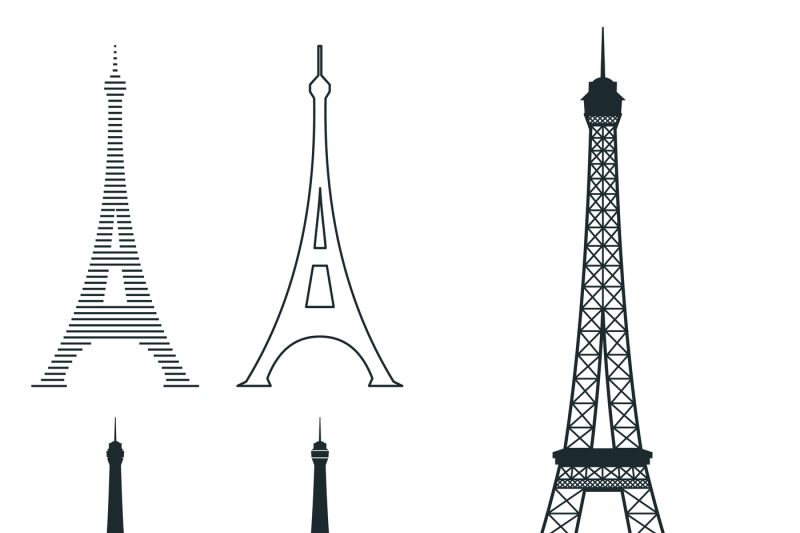 different-eiffel-tower-vector-landmark-set