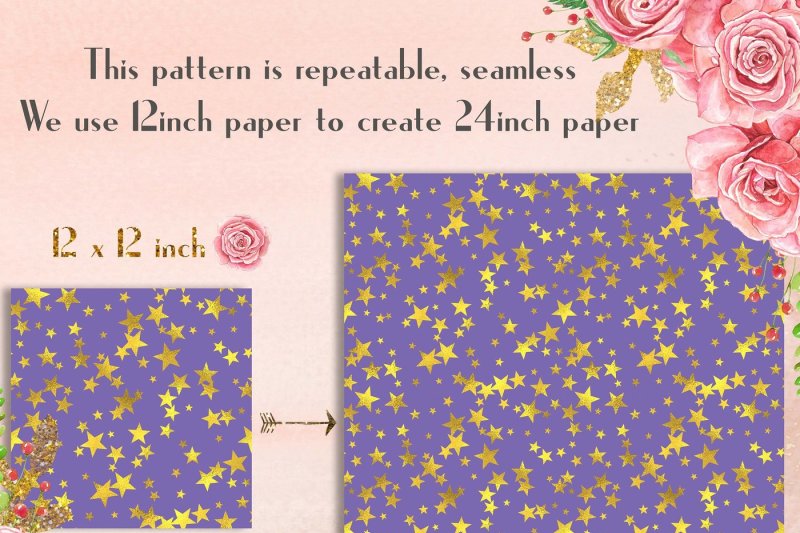 100-seamless-gold-foil-star-digital-papers-12-x-12-inch