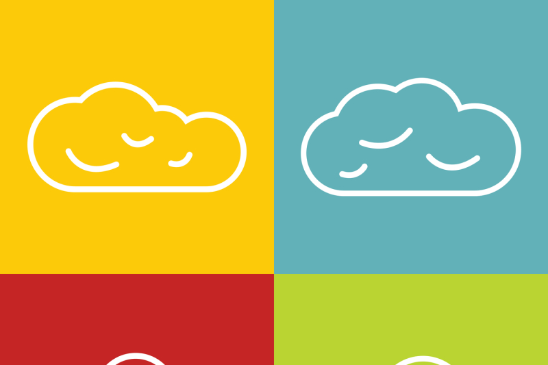 cloud-line-icons-on-color-background