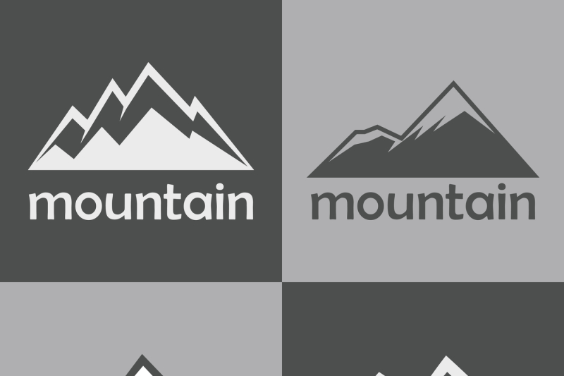 mountain-flat-icons-on-gray-background