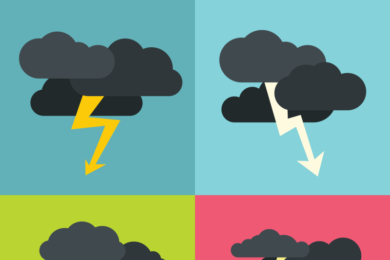 thunderclouds-flat-icons-on-color-background