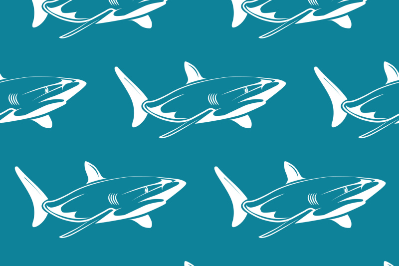 white-sharks-over-blue-seamless-pattern
