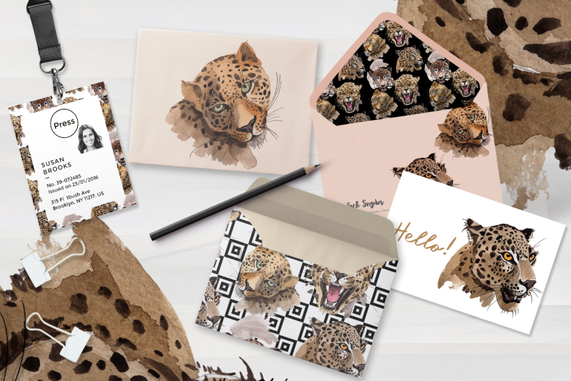 leopard-png-watercolor-set
