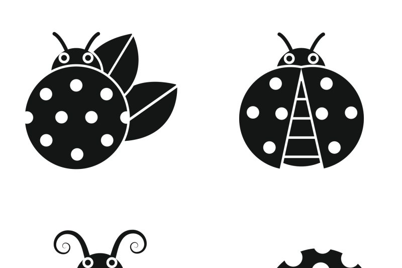 Download Black silhouette ladybugs on white background By ...