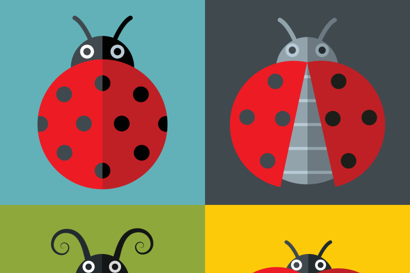 ladybug-icons-in-flat-style-on-color-background