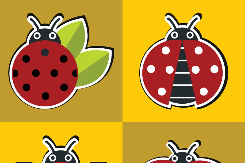 ladybug-icons-with-shadow-in-flat-style