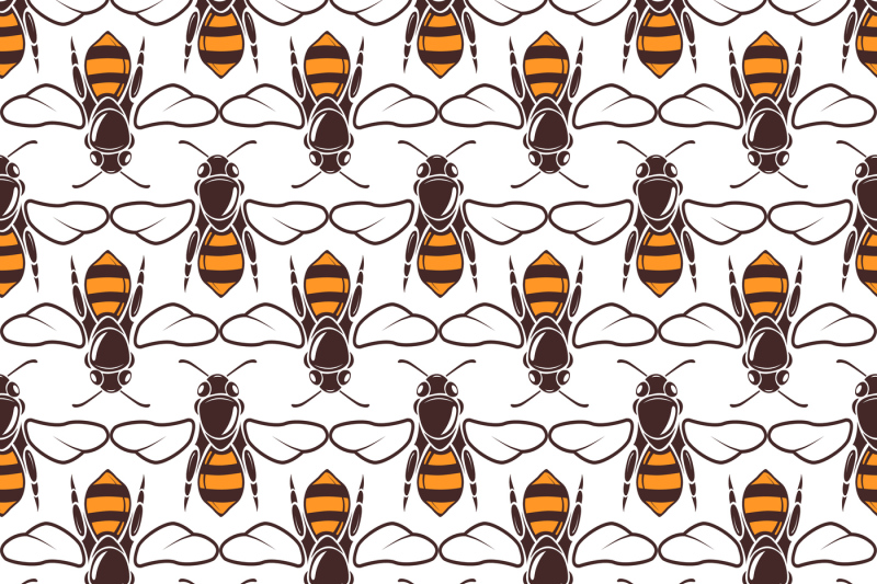 bees-vector-seamless-pattern-over-white