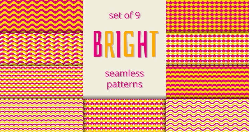 bright-orange-and-pink-waves-scales-seamless-patterns-set