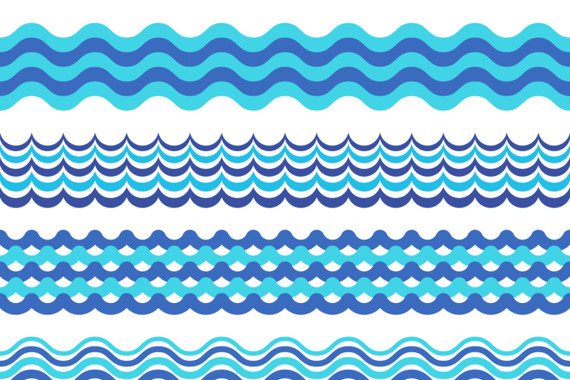 set-of-sea-waves-borders-isolated-on-white