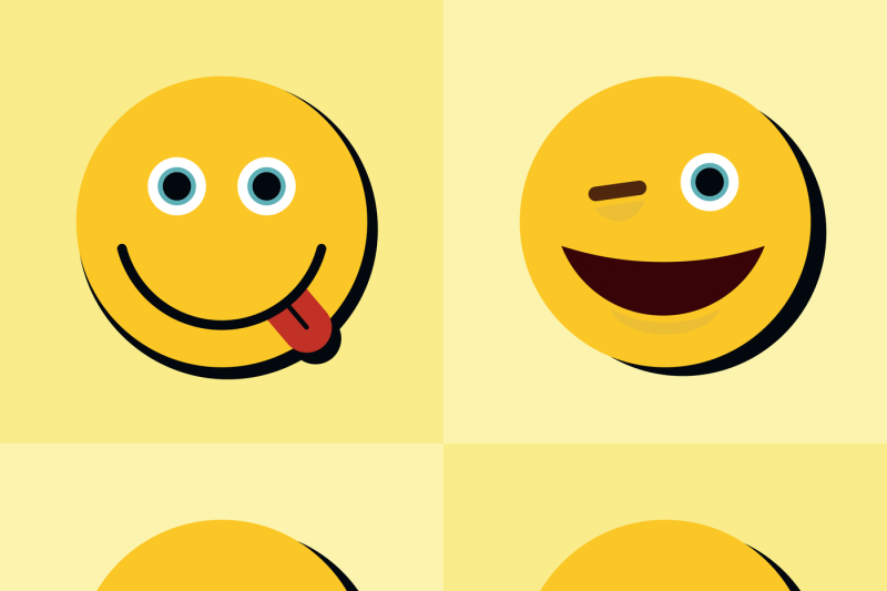 emoji-emoticons-icons-on-yellow-background-with-black-shadow