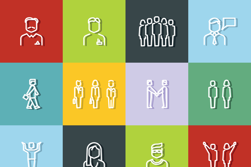 people-outline-icons-with-dark-shadow-on-color-background