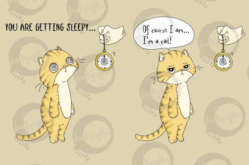 comic-strip-design-cat-hypnosis-png-jpeg-illustration