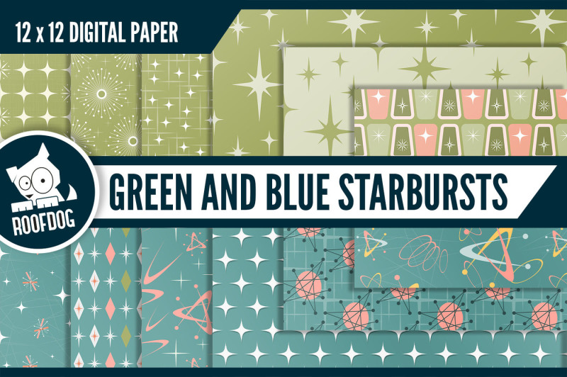 green-and-blue-atomic-starburst-digital-paper