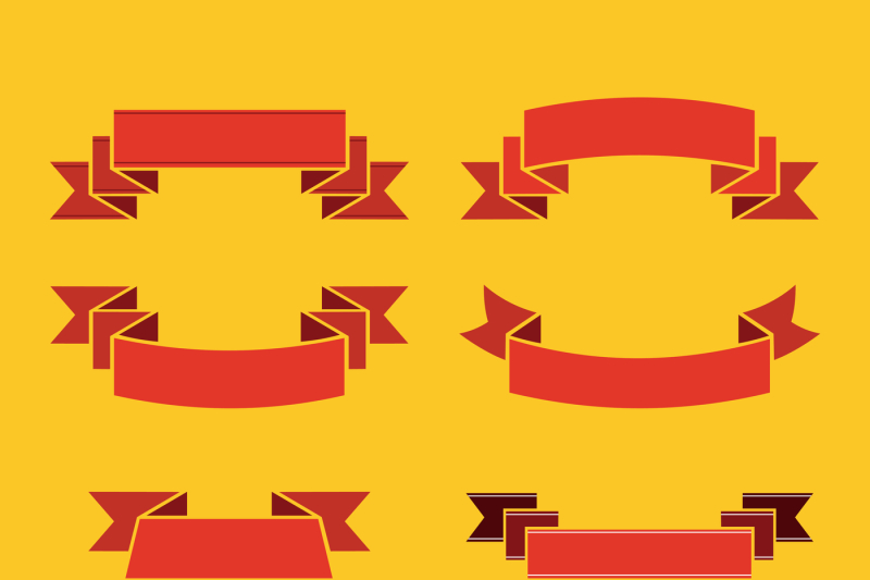 red-ribbons-for-inscription-and-lettering-on-yellow-background