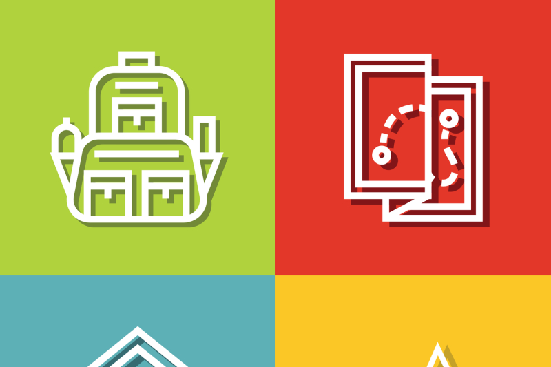 road-tourist-icons-in-line-style-on-color-background