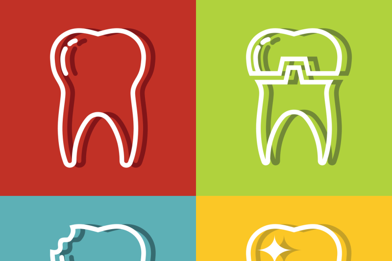 tooth-white-line-icons-on-color-background