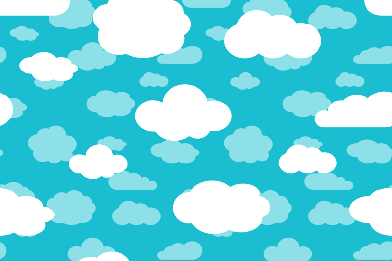 bright-turquoise-blue-sky-and-white-clouds-seamless-pattern