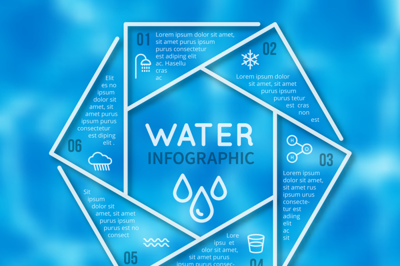 water-infographic-vector-template-with-texture-blurred-background-and