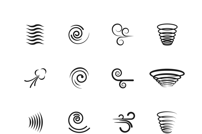 wind-motion-vector-icons-set