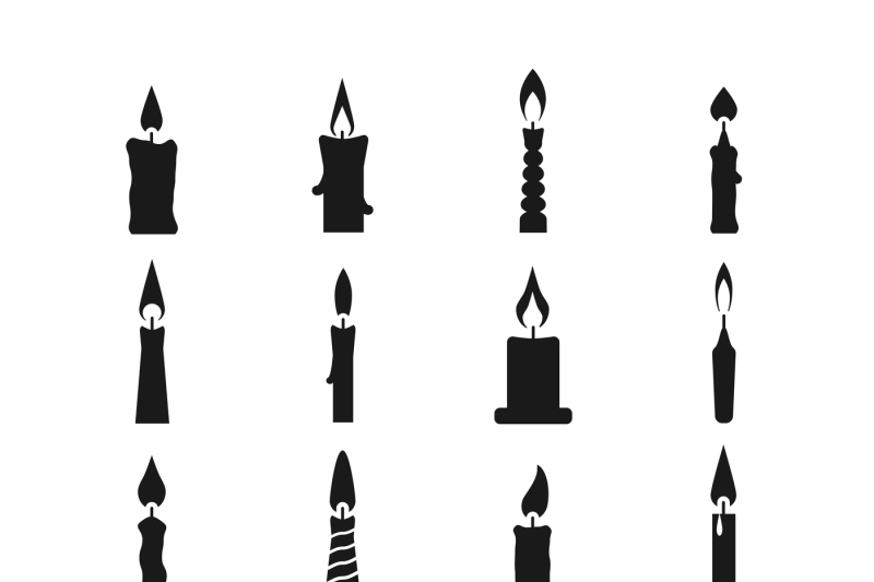 Birthday candle black vector icons isolated on white By Microvector