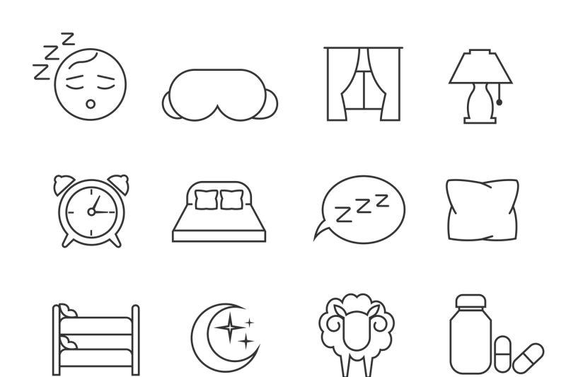 sleeping-bed-time-rest-thin-line-outline-vector-icons